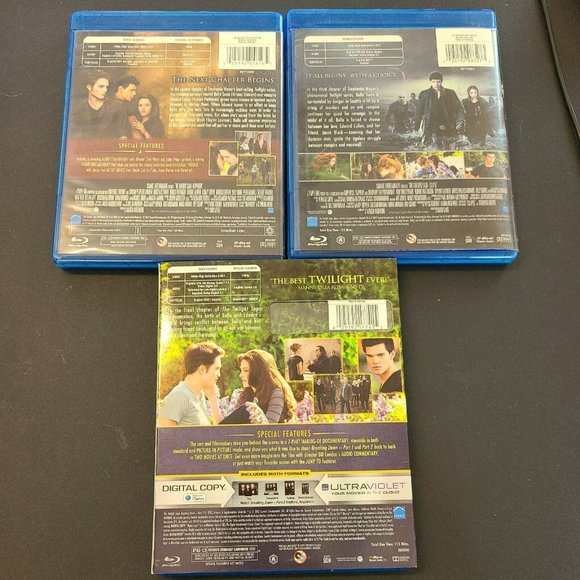 Twilight Saga: New Moon, Eclipse, Breaking Dawn Pt 2, Lot of 3 Movies Blu-Ray - Picture 2 of 3